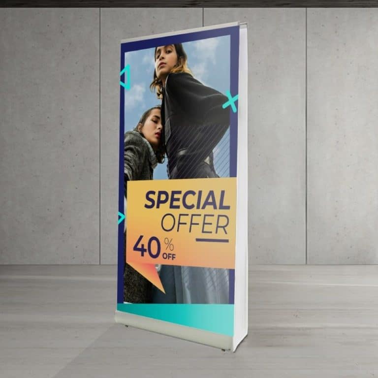 Double sided pull up banner